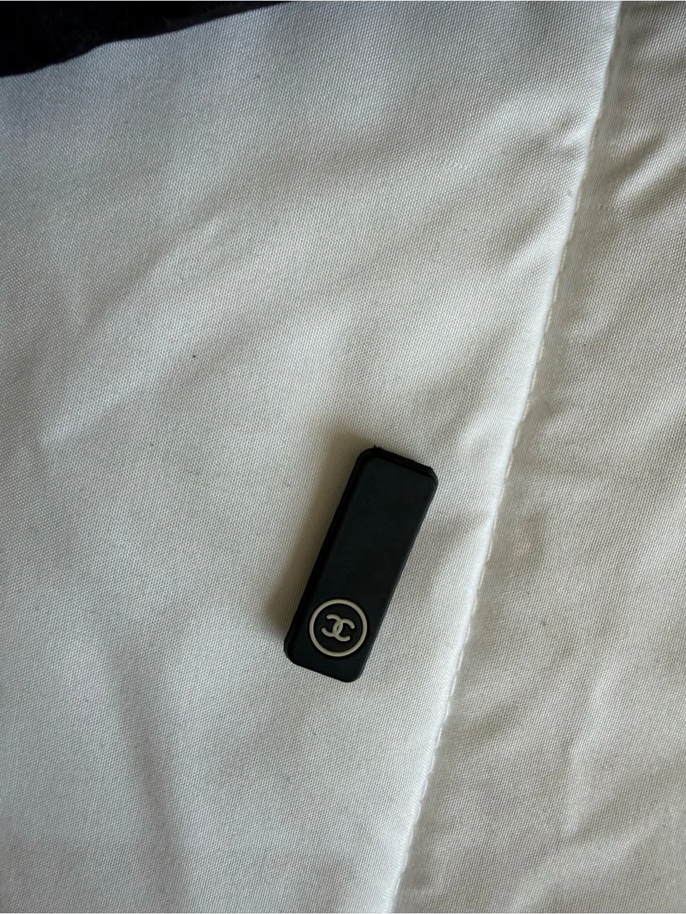 CHANEL Black Canvas Duffel Bag with White CC Logo